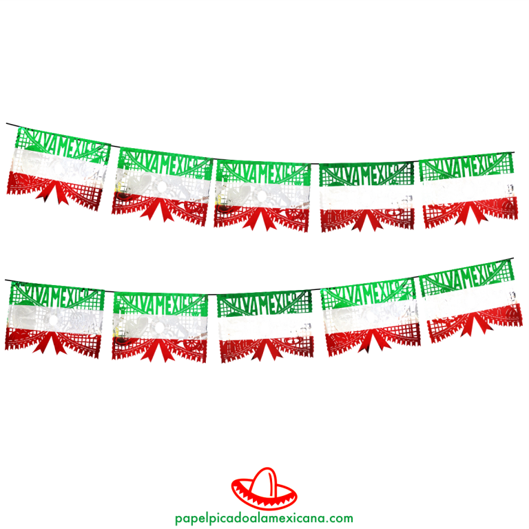 Enramada De Moño Tricolor Papel Metálico Kit De 10 Piezas Papel Picado A La Mexicana 1198